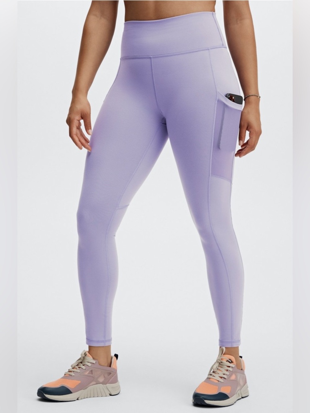 Fabletics Womens On-The-Go PowerHold High-Waisted Leggings Lavender/Hazy Iris XL